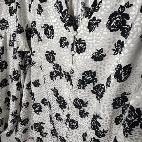 Lane Bryant Satin Floral Rose Full Sleeves Girly Romantic Top Blouse Size 16 New - Picture 13 of 13